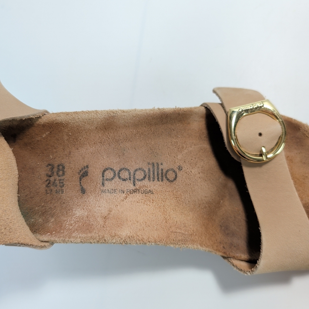 Birkenstock Papillio Soley Nubuck Leather Strappy Wedge Sandals - Sandcastle - Picture 10 of 11